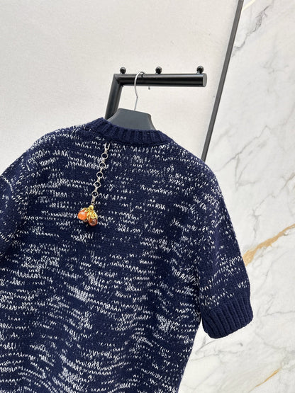 Chain Pendant Wool Short Sleeve