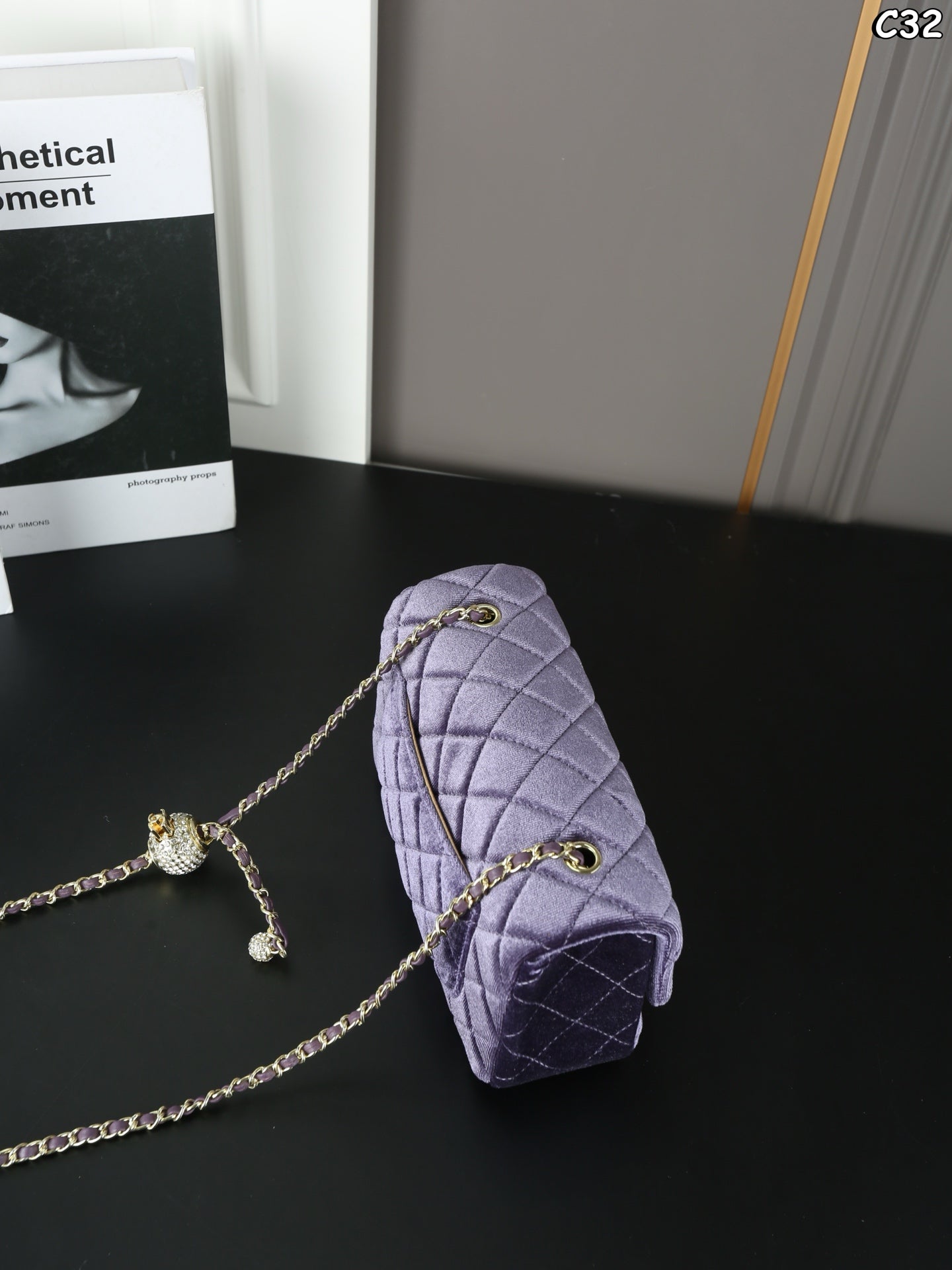 New velvet square fat man diamond chain bag