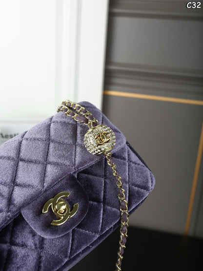 New velvet square fat man diamond chain bag