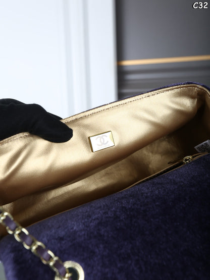 New velvet square fat man diamond chain bag