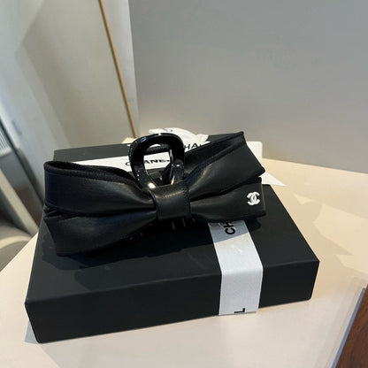 New leather bow  hair clip