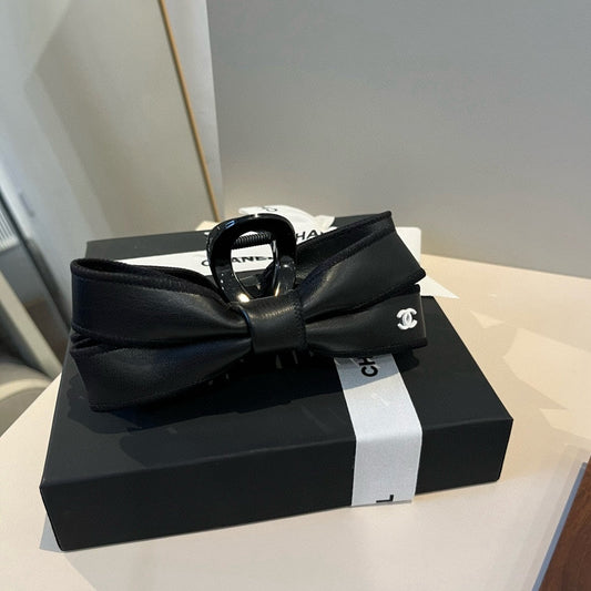 New leather bow  hair clip