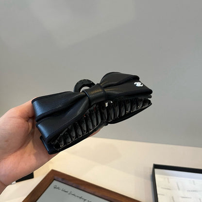 New leather bow  hair clip