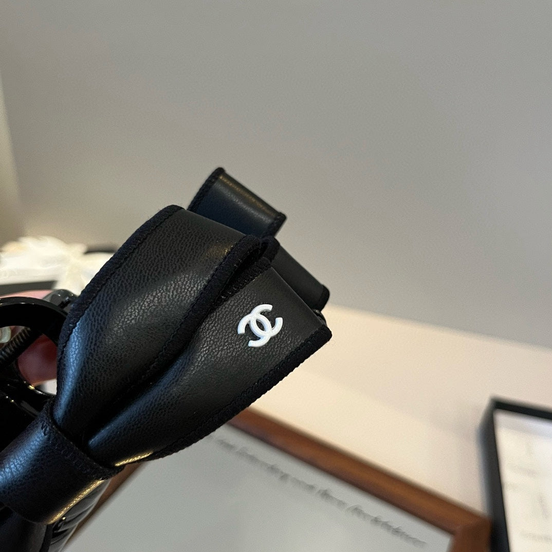 New leather bow  hair clip