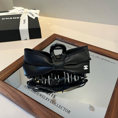 New leather bow  hair clip