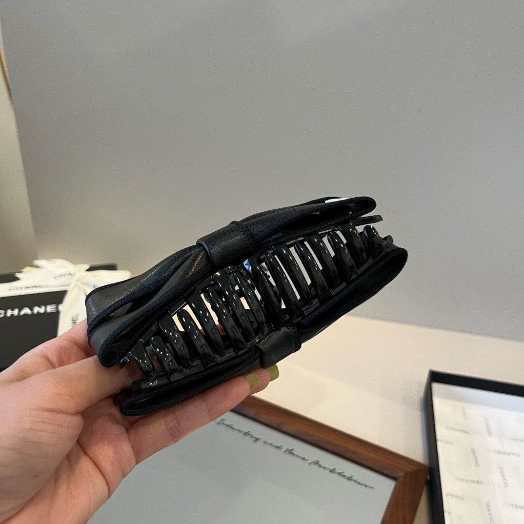 New leather bow  hair clip