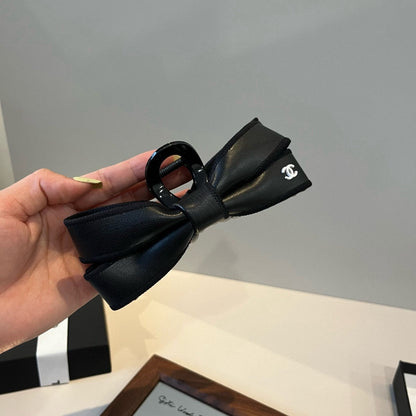 New leather bow  hair clip
