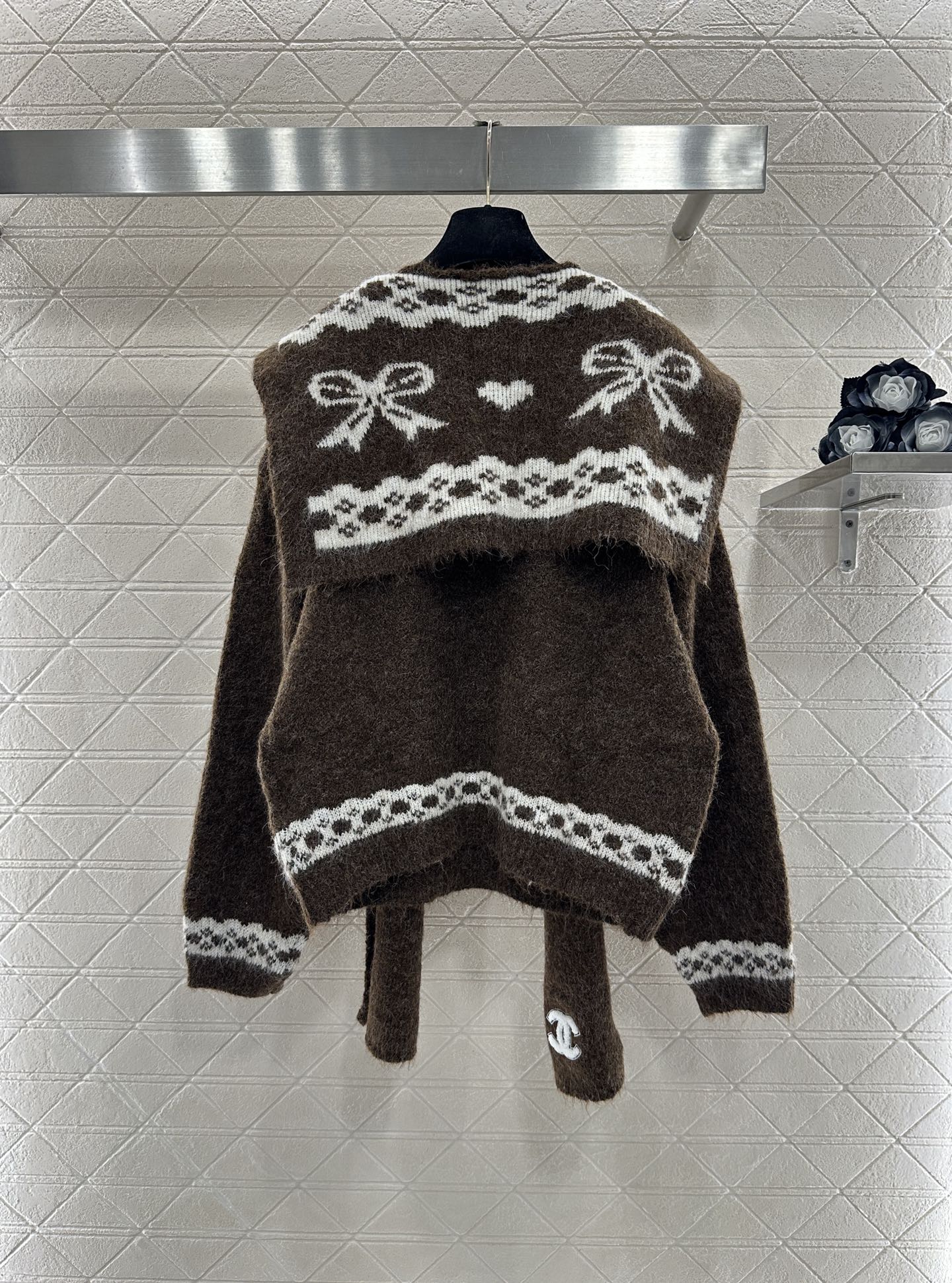 Shawl knitted wool sweater two-piece set