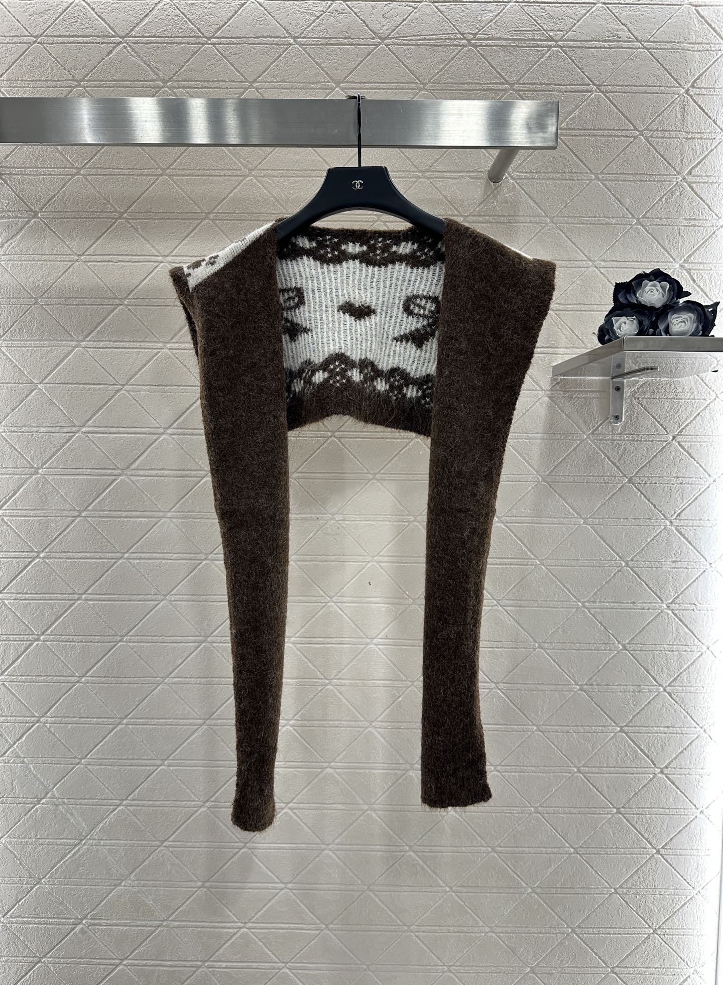 Shawl knitted wool sweater two-piece set