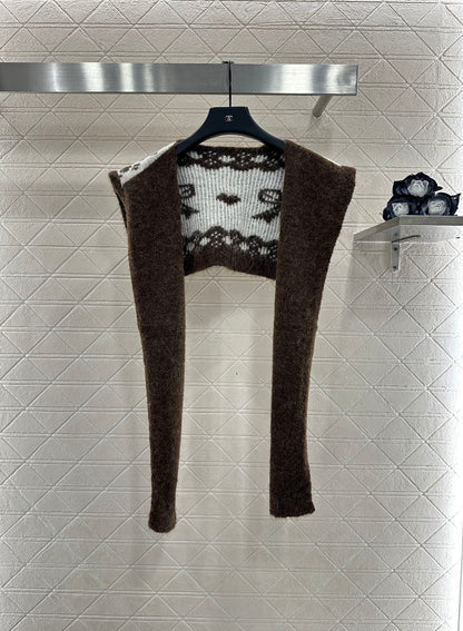 Shawl knitted wool sweater two-piece set