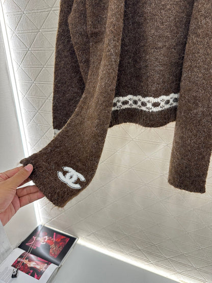 Shawl knitted wool sweater two-piece set