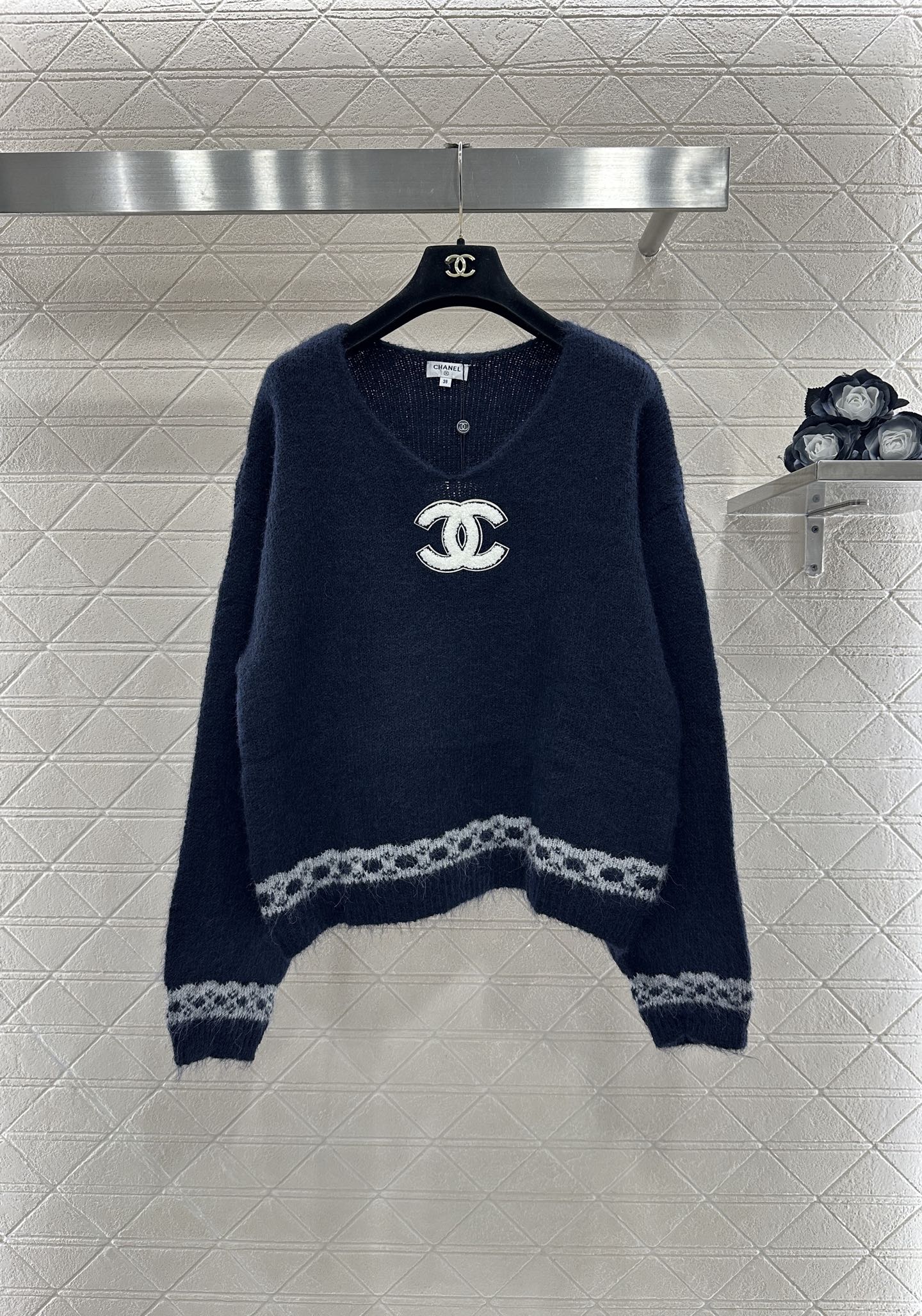 Shawl knitted wool sweater two-piece set