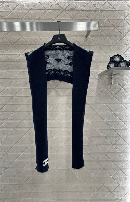 Shawl knitted wool sweater two-piece set