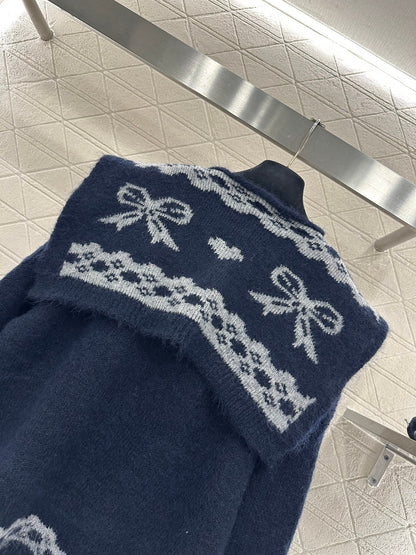 Shawl knitted wool sweater two-piece set