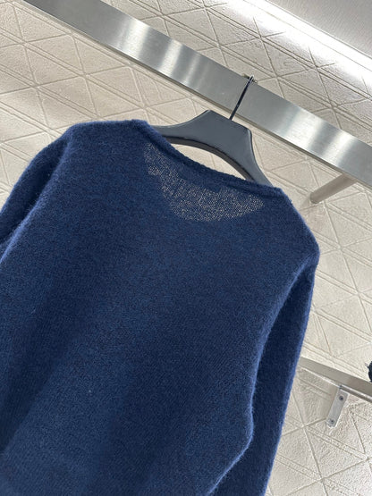 Rhinestone Beaded Knit wool Cardigan