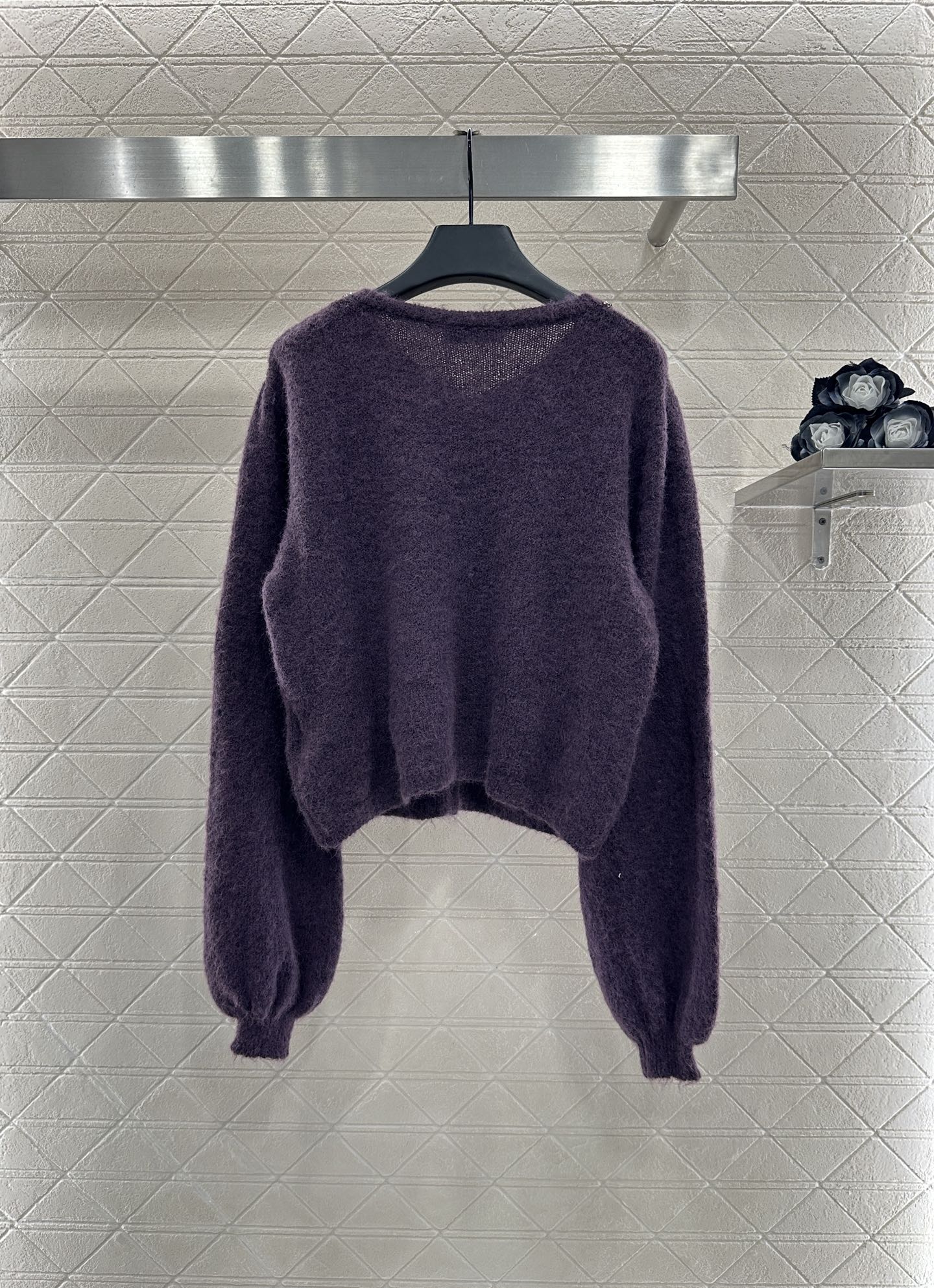 Rhinestone Beaded Knit wool Cardigan