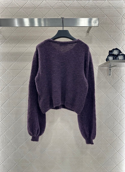 Rhinestone Beaded Knit wool Cardigan