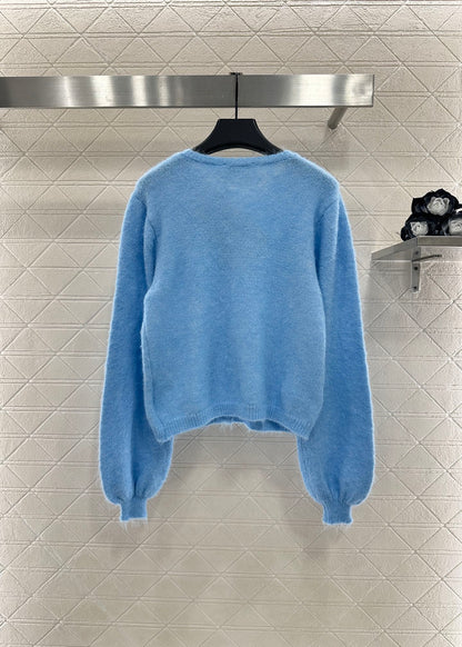 Rhinestone Beaded Knit wool Cardigan