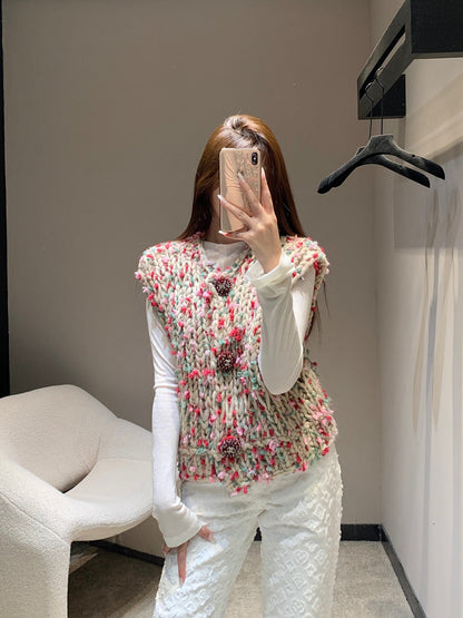 Vintage chunky needle three-button vest