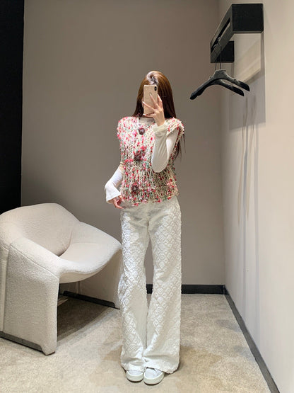 Vintage chunky needle three-button vest