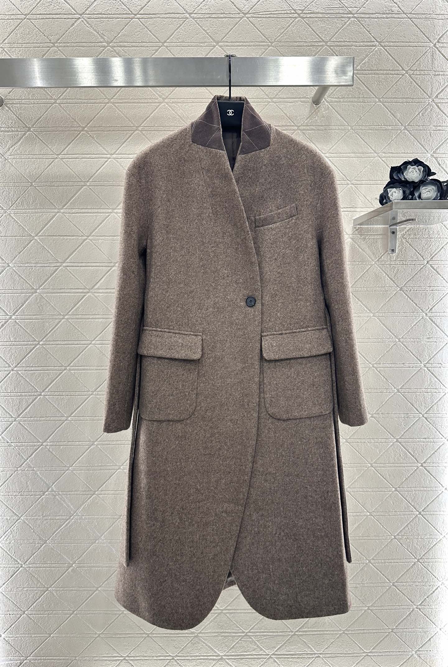 Belted long wool coat
