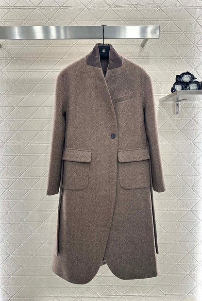 Belted long wool coat