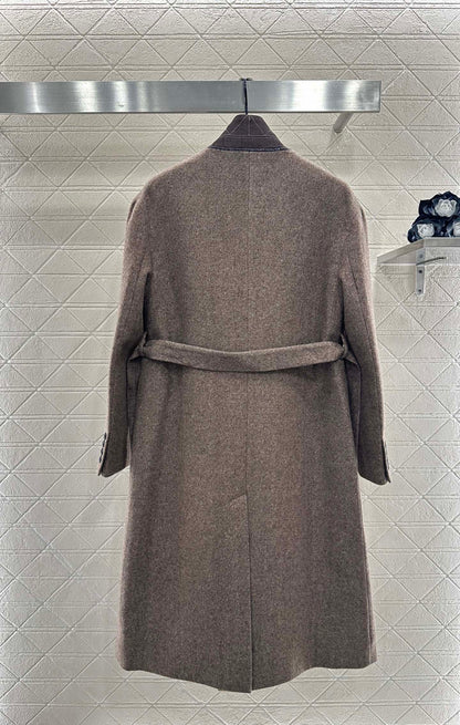 Belted long wool coat