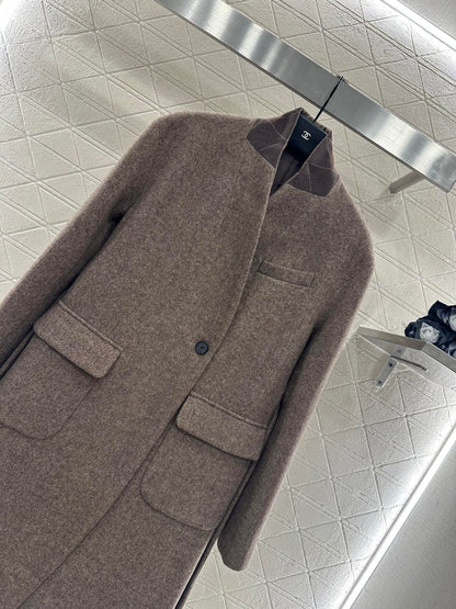 Belted long wool coat