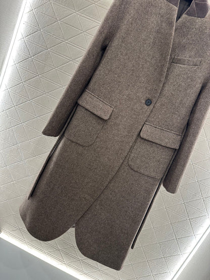 Belted long wool coat