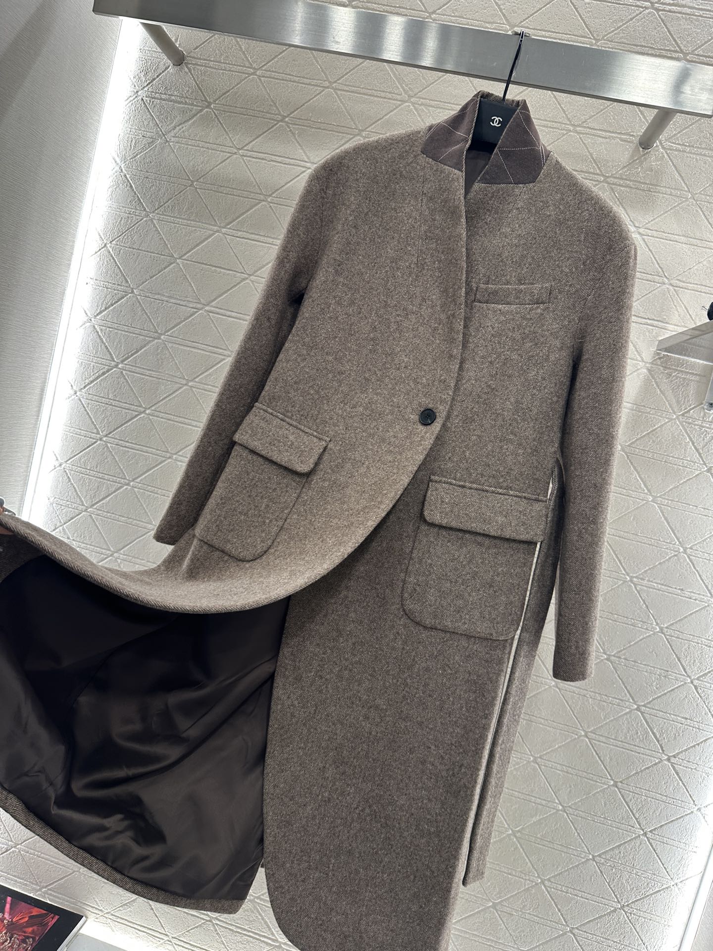 Belted long wool coat