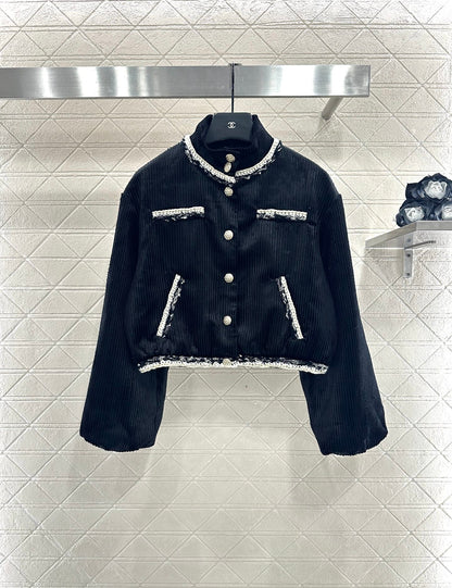 25fw new contrast color binding corduroy jacket