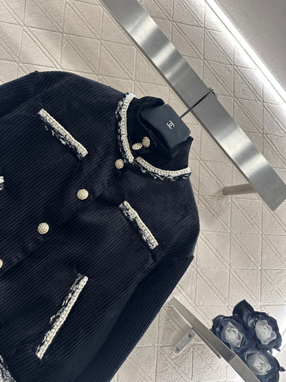 25fw new contrast color binding corduroy jacket