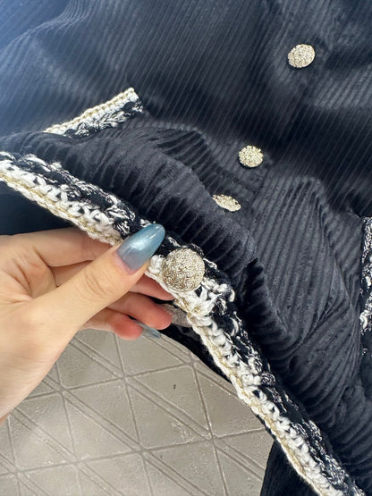 25fw new contrast color binding corduroy jacket