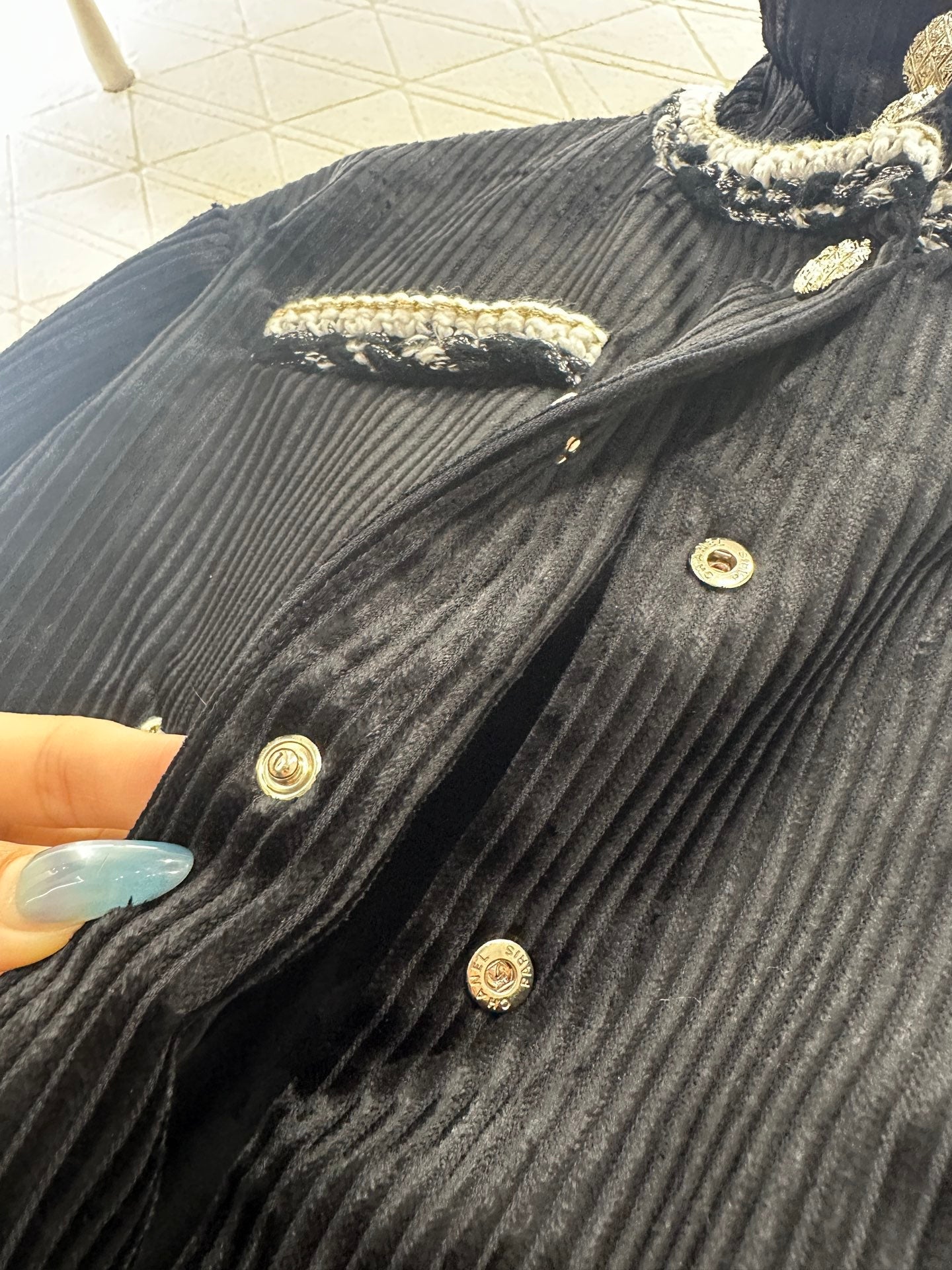 25fw new contrast color binding corduroy jacket