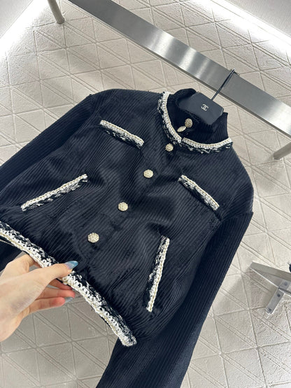 25fw new contrast color binding corduroy jacket