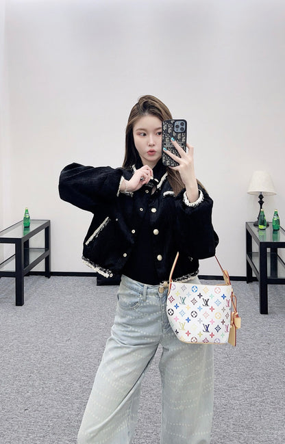 25fw new contrast color binding corduroy jacket