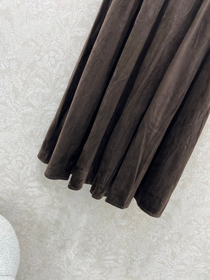25fw new pleated velvet skirt