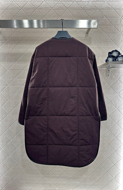 25fw new round neck oblique lapel cotton jacket