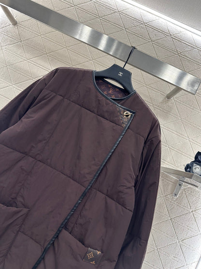 25fw new round neck oblique lapel cotton jacket