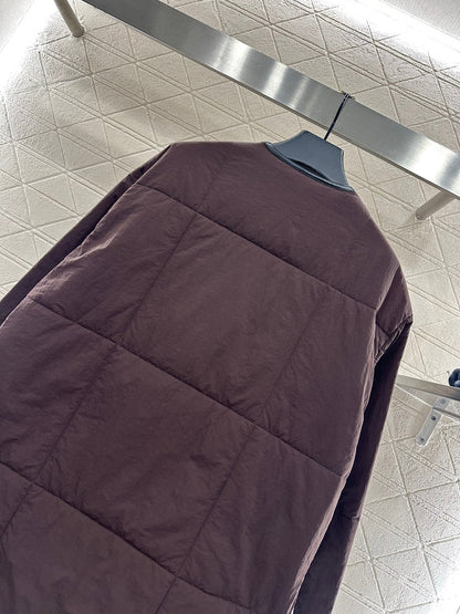 25fw new round neck oblique lapel cotton jacket