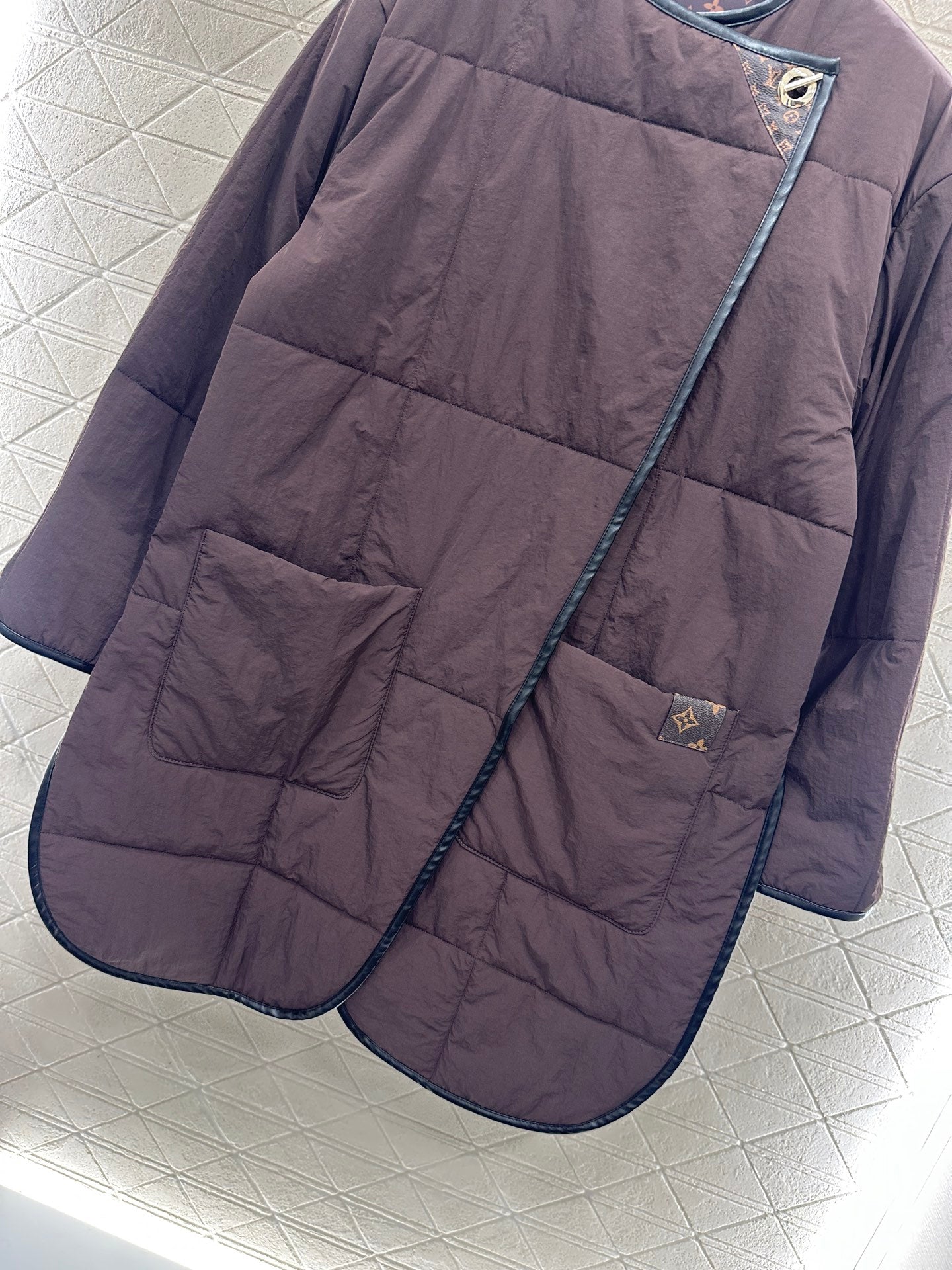 25fw new round neck oblique lapel cotton jacket