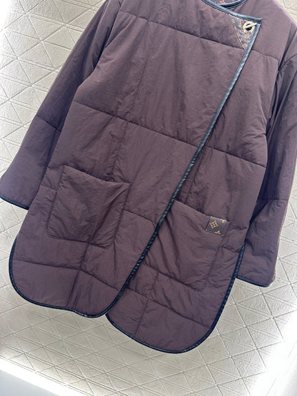 25fw new round neck oblique lapel cotton jacket