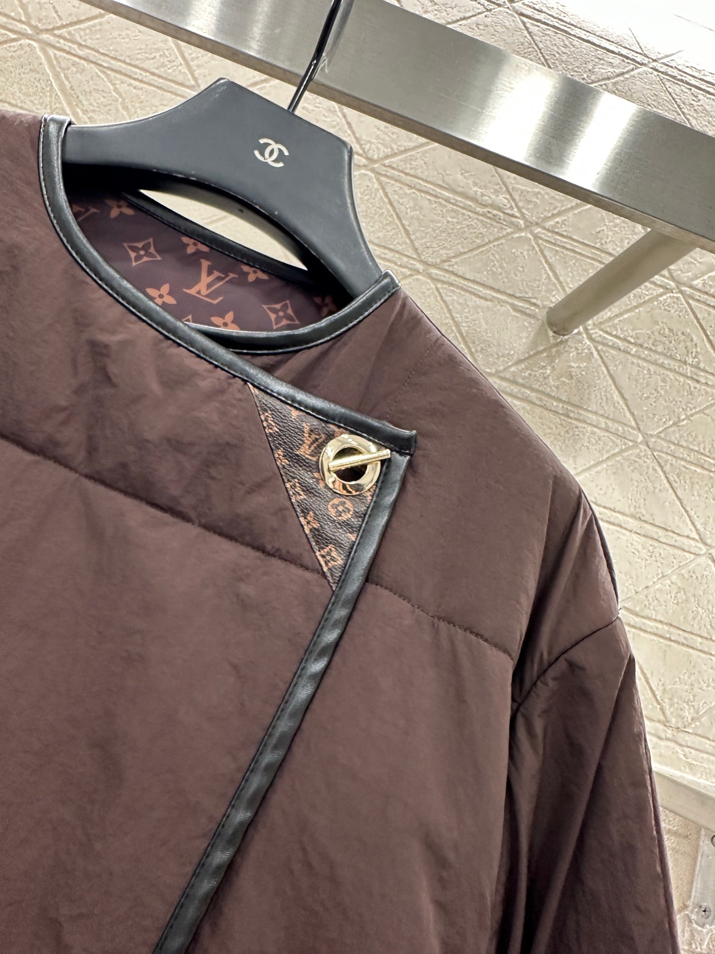 25fw new round neck oblique lapel cotton jacket