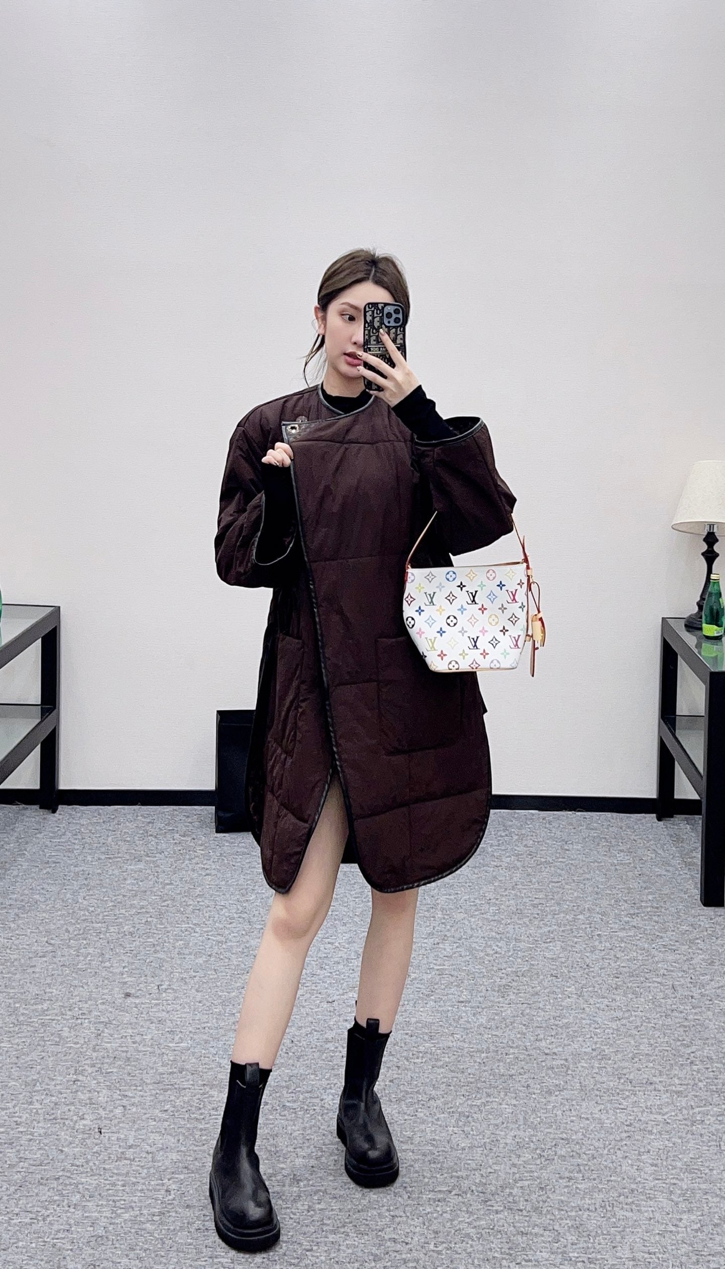 25fw new round neck oblique lapel cotton jacket