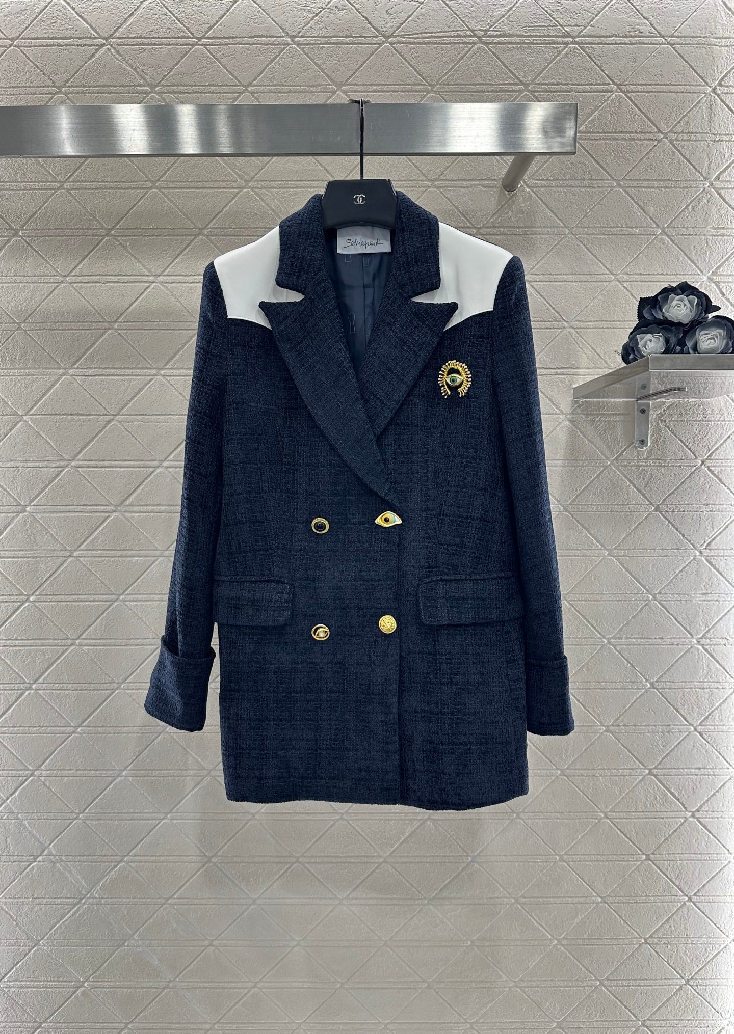 25fw new brooch contrast color suit jacket