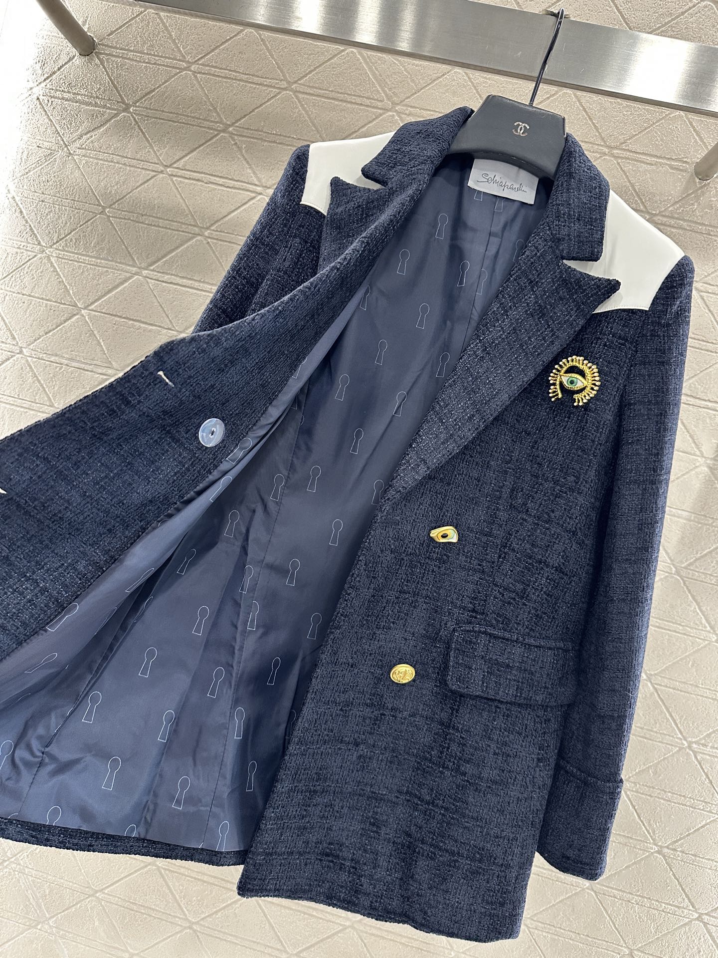 25fw new brooch contrast color suit jacket