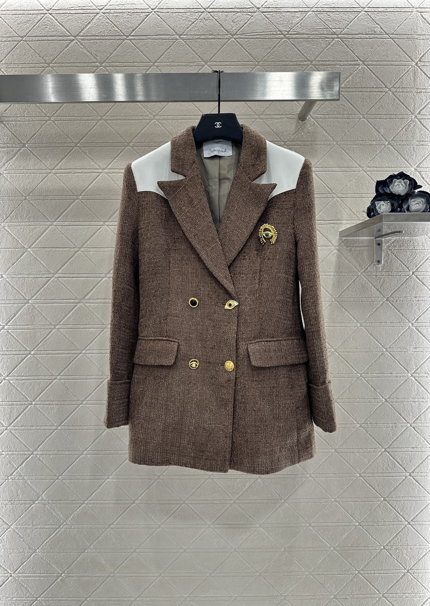 25fw new brooch contrast color suit jacket