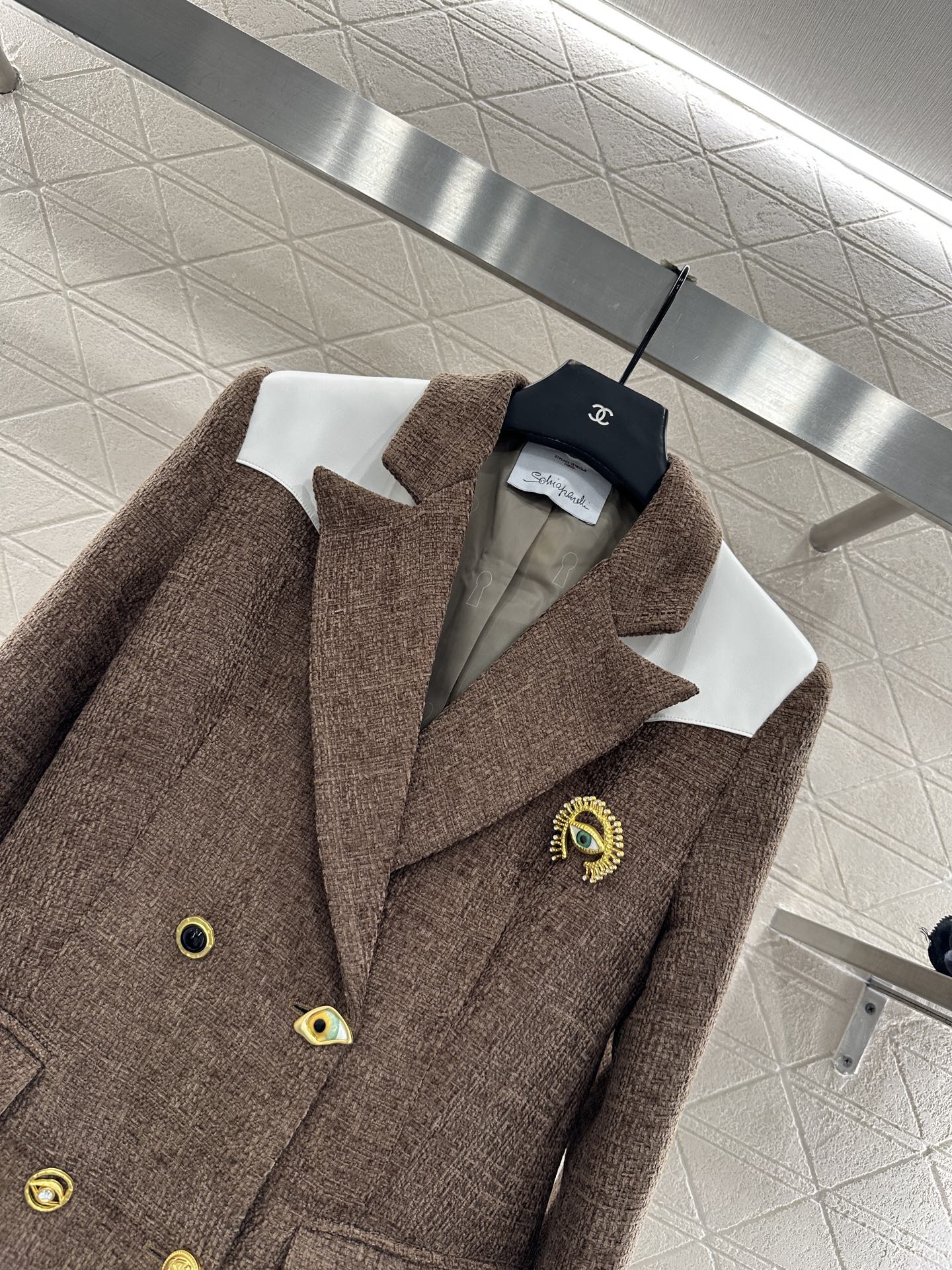 25fw new brooch contrast color suit jacket