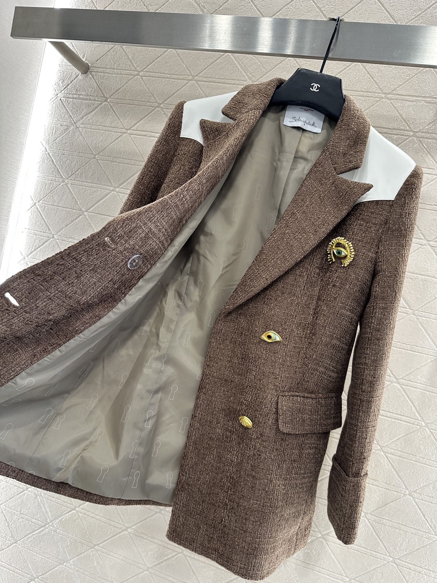 25fw new brooch contrast color suit jacket