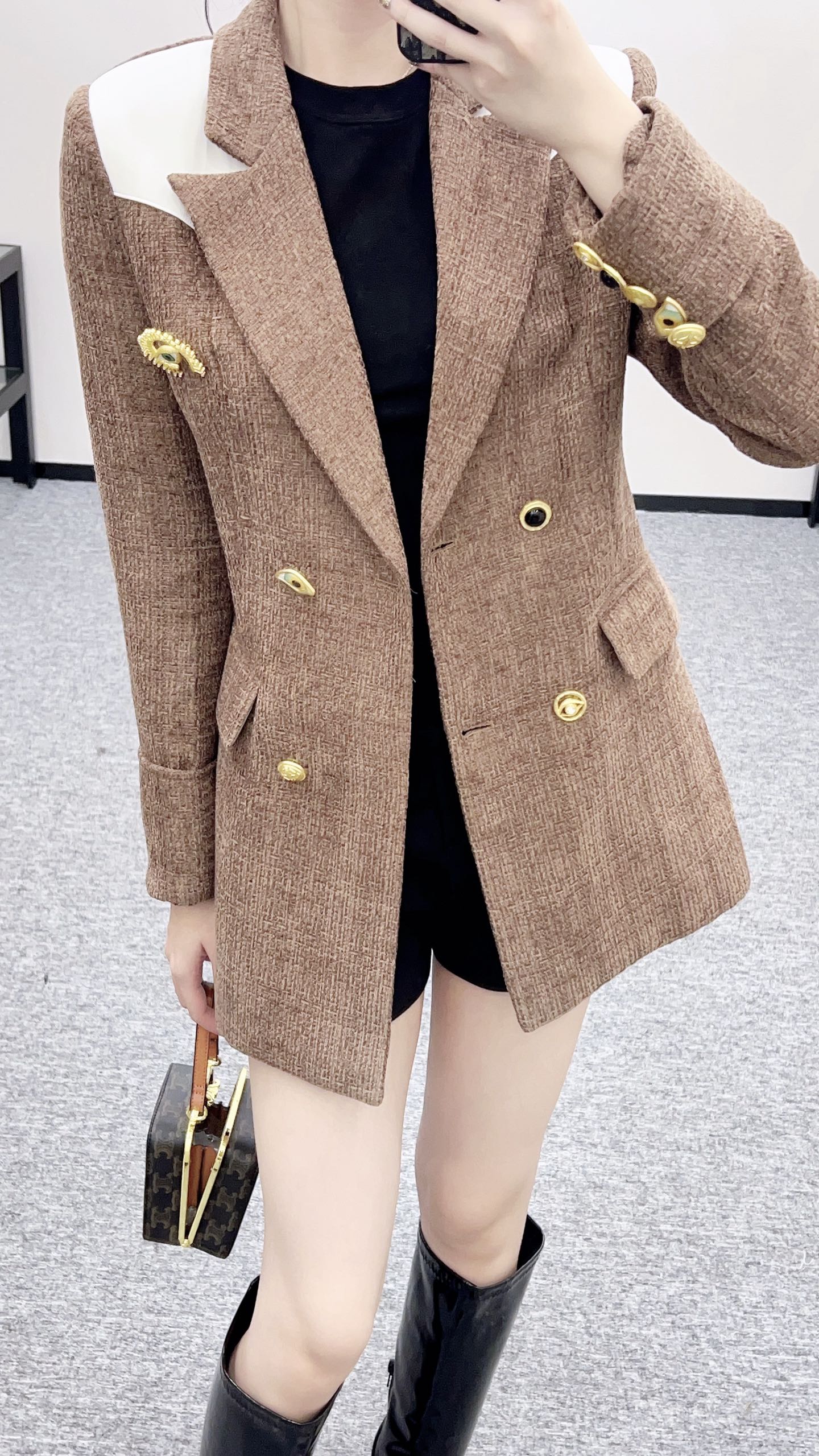 25fw new brooch contrast color suit jacket